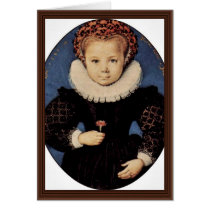 Portrait Of A Girl With Carnation Oval By Oliver D Greeting Card