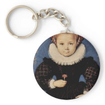 Portrait Of A Girl With Carnation Oval By Oliver D Key Chains