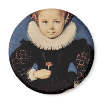 Portrait Of A Girl With Carnation Oval By Oliver D Fridge Magnet