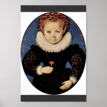 Portrait Of A Girl With Carnation Oval By Oliver D Poster