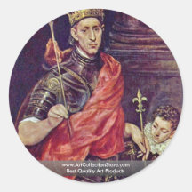 Portrait Of A King (King St.?) By Greco El Round Stickers