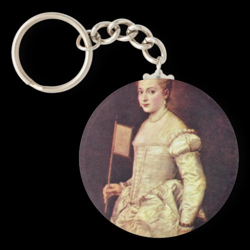 Portrait Of A Lady In White By Tizian Keychain