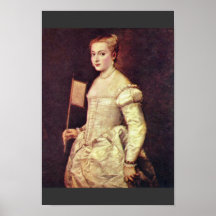 Portrait Of A Lady In White By Tizian Poster