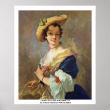 Portrait Of A Lady With Straw Hat Poster