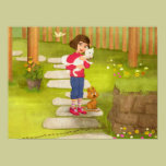 Portrait of a little girl with dog posters