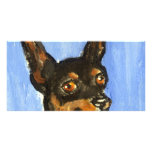 Portrait of a miniature pinscher customized photo card