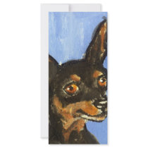 Portrait of a miniature pinscher customized rack card