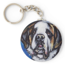 Portrait of a Saint Bernard Key Chains
