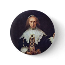 Portrait Of Agatha Bas By Rembrandt Harmensz. Van Pinback Buttons