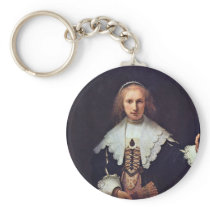 Portrait Of Agatha Bas By Rembrandt Harmensz. Van Keychain