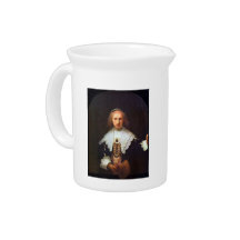 Portrait of Agatha Bas by Rembrandt Beverage Pitchers