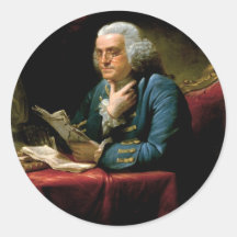 Portrait of Benjamin Franklin Round Stickers