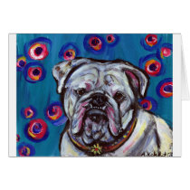 Portrait of Bubbly Bulldog Greeting Cards