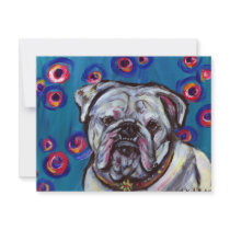 Portrait of Bubbly Bulldog Personalized Invite