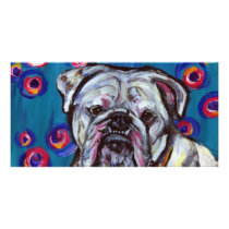 Portrait of Bubbly Bulldog Photo Card Template