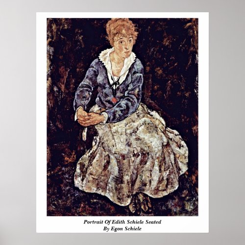 Portrait Of Edith Schiele Seated By Egon Schiele Print