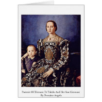 Portrait Of Eleonora Di Toledo  By Bronzino Angelo Greeting Cards