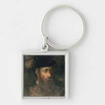 Portrait of Francisco Pizarro (c.1478-1541) Spanis Keychain