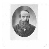 Portrait of Fyodor Mikhailovich Dostoyevsky Square Stickers