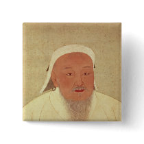 Portrait of Genghis Khan , Mongol Khan Button