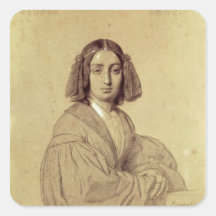 Portrait of George Sand  1837 Square Stickers