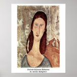 Portrait Of Jeanne Hebuterne By Amedeo Modigliani Poster
