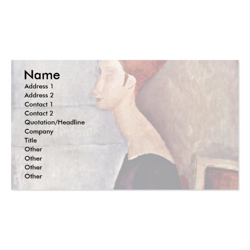 Portrait Of Jeanne Hébuterne In Dark Clothes Business Card Template (front side)