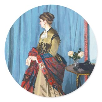 Portrait of Madame Gaudibert Claude Monet Round Stickers