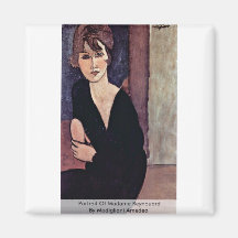 Portrait Of Madame Reynouard By Modigliani Amedeo Fridge Magnet