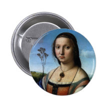Portrait of Maddalena Doni by Raphael or Raffaello Pinback Button