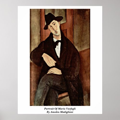 Portrait Of Mario Varfogli By Amedeo Modigliani Poster