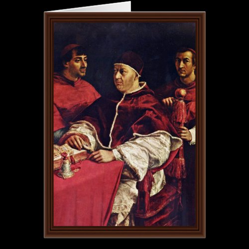 Portrait Of Pope Leo X With His Cousins By Raffael Greeting Cards