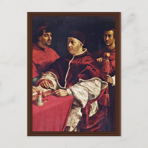 Portrait Of Pope Leo X With His Cousins By Raffael Postcard