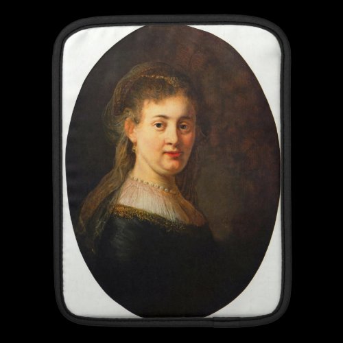 Portrait of Saskia with veil, Oval by Rembrandt Ipad Sleeves