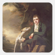 Portrait of Sir Walter Scott and his dogs Square Sticker