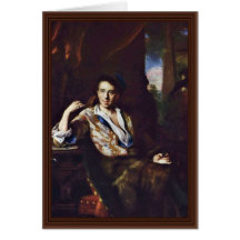 Portrait Of The Miniaturist K. Bruni,  By Kupecký Greeting Card