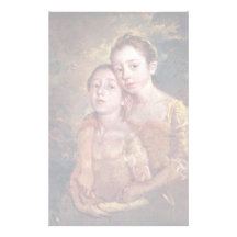 Portrait Of The Painter'S Daughters With A Cat Custom Stationery
