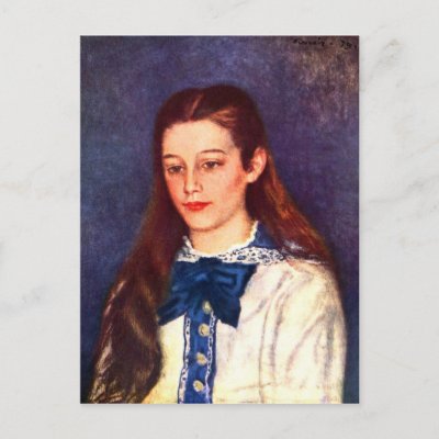 Portrait of Therese Berard by Pierre Renoir Post Card