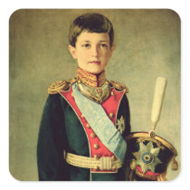 Portrait of Tsarevitch Alexei Nikolaevich; Square Sticker