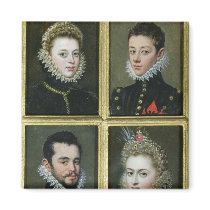 Portrait of Two Men and Two Women Refrigerator Magnets