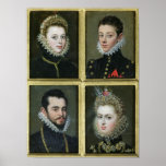 Portrait of Two Men and Two Women Poster
