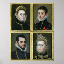 Portrait of Two Men and Two Women Poster