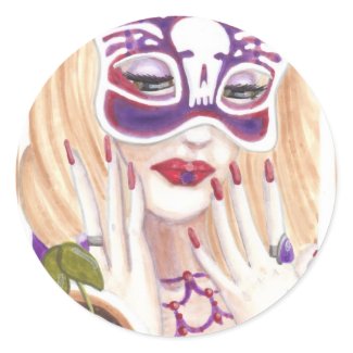 Portrait of Woman in Mask fantasy art stickers sticker