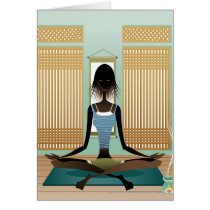 Portrait of young woman doing yoga greeting card