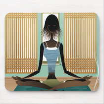 Portrait of young woman doing yoga mouse pad