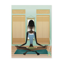 Portrait of young woman doing yoga postcard