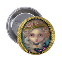 "Portrait with a Flowered Hat" Button