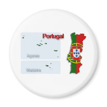 Portugal Flag Map_2 Refrigerator Magnet