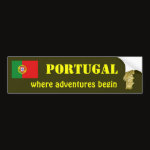 Portugal Flag Map Text Bumper Sticker