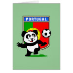This adorable little panda is too cute! He's featured in front of a large flag from Portugal and ready to play football and score some goals. This cute design is perfect for football players and soccer fans.